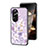 Silicone Frame Flowers Mirror Case Cover S01 for Oppo Reno10 Pro+ Plus 5G Clove Purple