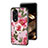 Silicone Frame Flowers Mirror Case Cover S01 for Oppo Reno8 T 4G Red