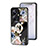 Silicone Frame Flowers Mirror Case Cover S01 for Realme 10 Pro+ Plus 5G Black