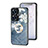 Silicone Frame Flowers Mirror Case Cover S01 for Realme Narzo N55 Blue