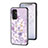 Silicone Frame Flowers Mirror Case Cover S01 for Samsung Galaxy M13 4G Clove Purple