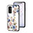 Silicone Frame Flowers Mirror Case Cover S01 for Samsung Galaxy M13 4G White