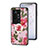 Silicone Frame Flowers Mirror Case Cover S01 for Vivo iQOO 11 5G Red