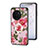 Silicone Frame Flowers Mirror Case Cover S01 for Vivo X90 5G Red