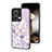 Silicone Frame Flowers Mirror Case Cover S01 for Xiaomi Redmi Note 13 Pro 5G Clove Purple