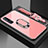 Silicone Frame Mirror Case Cover with Magnetic Finger Ring Stand A02 for Oppo Reno3 Pro