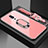 Silicone Frame Mirror Case Cover with Magnetic Finger Ring Stand for Oppo Reno Rose Gold