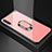 Silicone Frame Mirror Case Cover with Magnetic Finger Ring Stand for Samsung Galaxy A70 Rose Gold