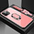 Silicone Frame Mirror Case Cover with Magnetic Finger Ring Stand T01 for Apple iPhone 11 Pro Pink