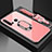 Silicone Frame Mirror Case Cover with Magnetic Finger Ring Stand T01 for Huawei Nova 5i Pink