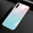 Silicone Frame Mirror Rainbow Gradient Case Cover for Huawei P Smart Pro (2019) Cyan