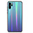 Silicone Frame Mirror Rainbow Gradient Case Cover for Huawei P30 Pro New Edition Cyan