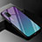 Silicone Frame Mirror Rainbow Gradient Case Cover for Oppo A52 Cyan