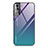 Silicone Frame Mirror Rainbow Gradient Case Cover for Samsung Galaxy S21 FE 5G Purple