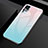 Silicone Frame Mirror Rainbow Gradient Case Cover for Vivo X50 Pro 5G Sky Blue