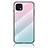 Silicone Frame Mirror Rainbow Gradient Case Cover LS1 for Oppo A16K Cyan