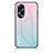 Silicone Frame Mirror Rainbow Gradient Case Cover LS1 for Oppo A18 Cyan