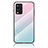 Silicone Frame Mirror Rainbow Gradient Case Cover LS1 for Oppo A54 4G Cyan