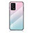 Silicone Frame Mirror Rainbow Gradient Case Cover LS1 for Oppo A55 4G Cyan