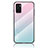 Silicone Frame Mirror Rainbow Gradient Case Cover LS1 for Oppo A55S 5G Cyan