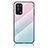 Silicone Frame Mirror Rainbow Gradient Case Cover LS1 for Oppo A74 5G Cyan