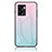 Silicone Frame Mirror Rainbow Gradient Case Cover LS1 for Oppo A77 5G Cyan