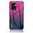 Silicone Frame Mirror Rainbow Gradient Case Cover LS1 for Oppo A77 5G Hot Pink