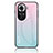 Silicone Frame Mirror Rainbow Gradient Case Cover LS1 for Oppo Reno11 5G Cyan