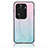 Silicone Frame Mirror Rainbow Gradient Case Cover LS1 for Oppo Reno11 Pro 5G Cyan