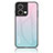 Silicone Frame Mirror Rainbow Gradient Case Cover LS1 for Oppo Reno8 5G Cyan