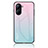 Silicone Frame Mirror Rainbow Gradient Case Cover LS1 for Realme C33 (2023) Cyan