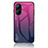 Silicone Frame Mirror Rainbow Gradient Case Cover LS1 for Realme C33 (2023) Hot Pink