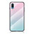 Silicone Frame Mirror Rainbow Gradient Case Cover LS1 for Samsung Galaxy A02 Cyan
