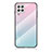 Silicone Frame Mirror Rainbow Gradient Case Cover LS1 for Samsung Galaxy A22 4G Cyan