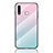 Silicone Frame Mirror Rainbow Gradient Case Cover LS1 for Samsung Galaxy A70E Cyan