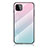 Silicone Frame Mirror Rainbow Gradient Case Cover LS1 for Samsung Galaxy F42 5G Cyan