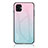 Silicone Frame Mirror Rainbow Gradient Case Cover LS1 for Samsung Galaxy M04 Cyan