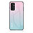 Silicone Frame Mirror Rainbow Gradient Case Cover LS1 for Samsung Galaxy M13 4G Cyan