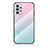 Silicone Frame Mirror Rainbow Gradient Case Cover LS1 for Samsung Galaxy M32 5G Cyan