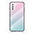 Silicone Frame Mirror Rainbow Gradient Case Cover LS1 for Samsung Galaxy M52 5G Cyan
