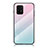 Silicone Frame Mirror Rainbow Gradient Case Cover LS1 for Samsung Galaxy M80S Cyan