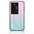Silicone Frame Mirror Rainbow Gradient Case Cover LS1 for Vivo iQOO 11 5G Cyan