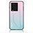 Silicone Frame Mirror Rainbow Gradient Case Cover LS1 for Vivo iQOO Neo7 SE Cyan