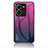 Silicone Frame Mirror Rainbow Gradient Case Cover LS1 for Vivo V25 5G Hot Pink