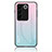 Silicone Frame Mirror Rainbow Gradient Case Cover LS1 for Vivo V27 5G Cyan