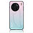 Silicone Frame Mirror Rainbow Gradient Case Cover LS1 for Vivo X90 5G Cyan