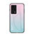 Silicone Frame Mirror Rainbow Gradient Case Cover LS1 for Xiaomi Redmi K60E 5G Cyan