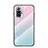 Silicone Frame Mirror Rainbow Gradient Case Cover LS1 for Xiaomi Redmi Note 10 Pro 4G Cyan