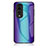 Silicone Frame Mirror Rainbow Gradient Case Cover LS2 for Huawei Honor 70 5G Blue