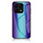 Silicone Frame Mirror Rainbow Gradient Case Cover LS2 for Huawei Honor X8 5G Blue